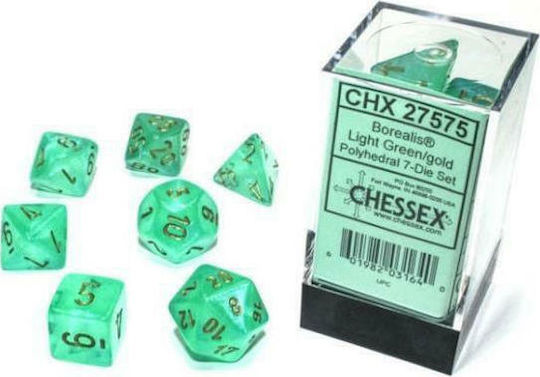 Chessex Luminary Light Green/Gold Polyhedral 7-Die Set Dice