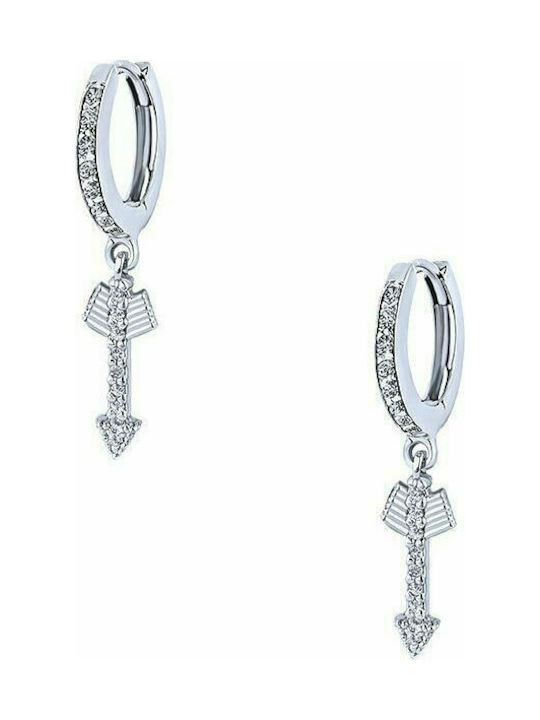 Silver hoop earrings "Dangle Arrow"