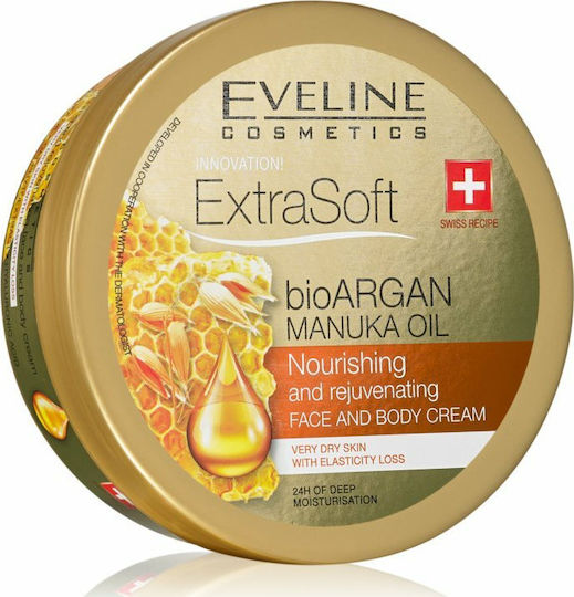 Eveline Extra Soft Bioargan Manuka Oil Feuchtigkeitsspendende & Anti-Aging Körpercreme für Trockene/Sehr Trockene Haut 175ml