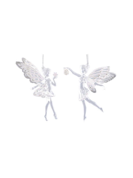 Hängendes Fee Ornament Acryl Silber 12cm