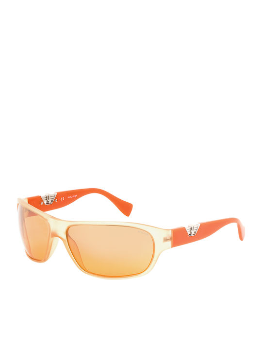 Police Unisex Sunglasses with Orange Plastic Frame and Orange Lens