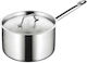 Yujing Stainless Sauce Pan Capacity 2.8lt with Diameter 18cm and Height 11cm.