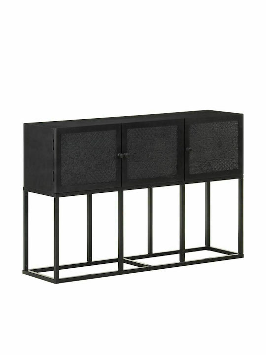 Console Table of Solid Wood & Metal Black L115xW30xH76cm