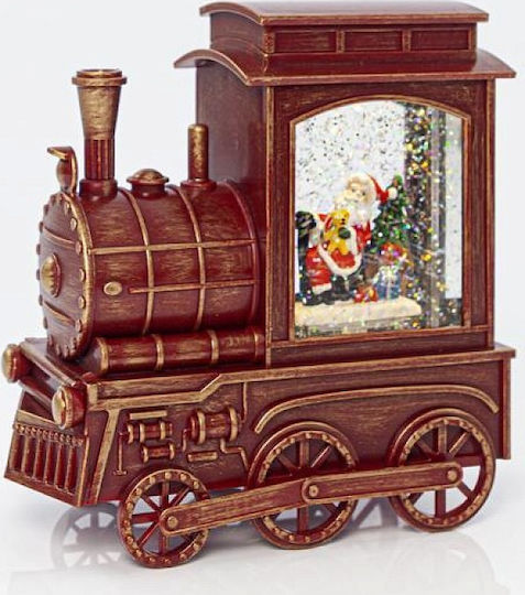 Christmas Decorative Train Lighted with Santa Claus 16.5x8.3x17cm Plastic Red Train with Santa Claus Inside and Transformer with Timer 16.5x8.3x17cm