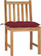 Outdoor Chair Wooden Natural - Bordeaux with Cushion 2pcs 50x53x90cm