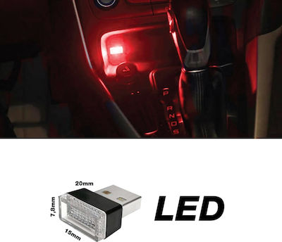 Simoni Racing Auto-Innenleuchte Rotes USB Atmosphären-LED-Licht für Anschluss 20x15x7,8mm 1 Stück