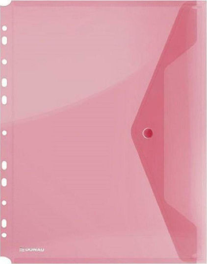 Donau Folder Transparent with Button for Paper A4 Red