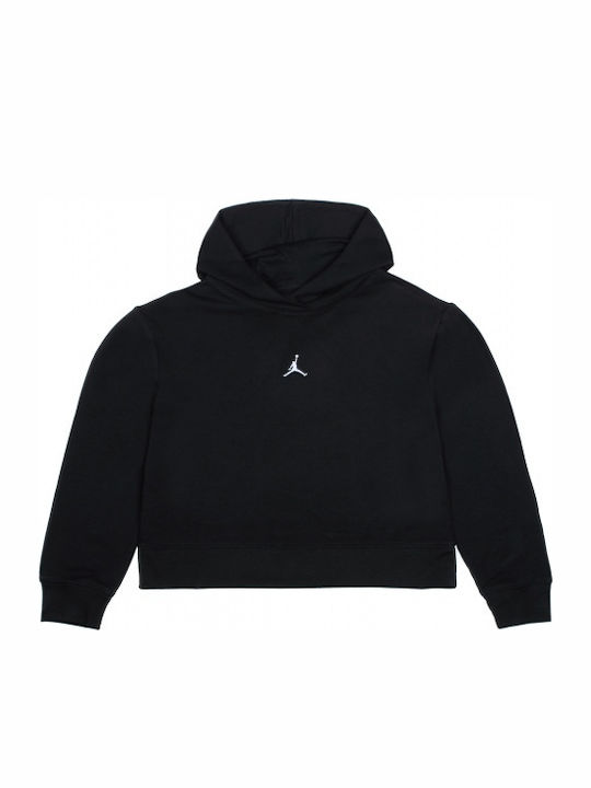 Fleece Hanorac Copii Cropped cu Glugă Negru Essentials