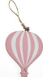 Christening Favor with Decorative Item Αερόστατο Pink made of Wood