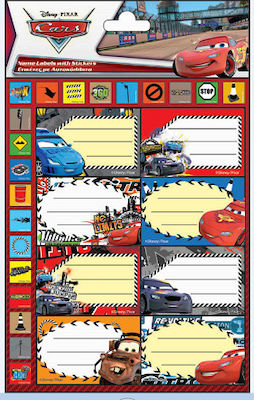 Gim Notebook Labels Cars 8pcs