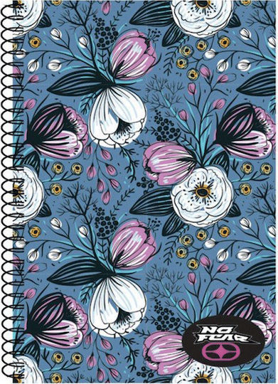 No Fear Spiral Heft Geregelt A4 70 Blätter 2 Themen Flowers Blau 1Stück