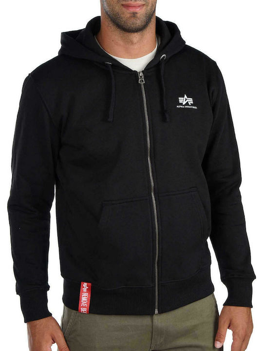 Alpha Industries Basic Ζακέτα με Κουκούλα Μαύρη