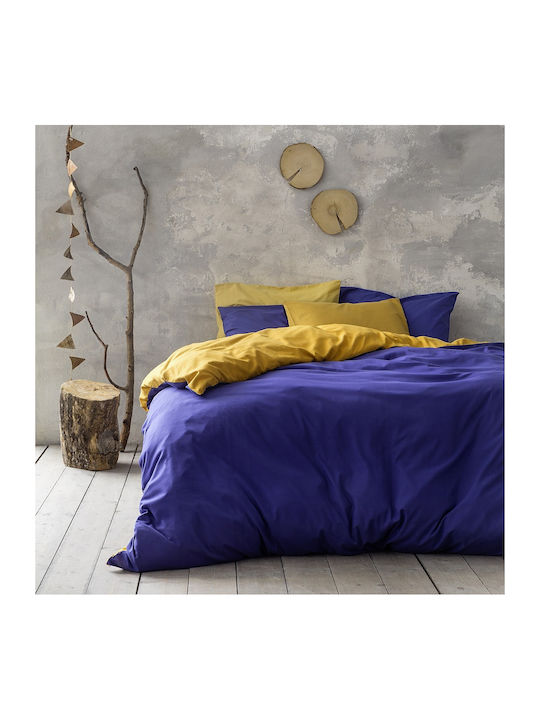 Nima Duvet Queen 220x240cm Abalone Blue / Mustard Beige 9.5 togs Togs