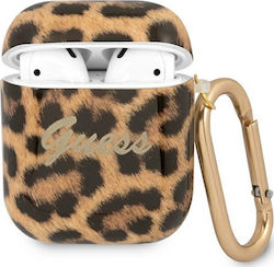 Guess Leopard Collection Silicone Case with Keychain Gold for Apple AirPods