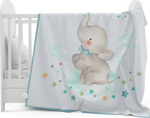 Interbaby Decke Kinderbett Rachel Elefante Vlies Hellblau 110x140cm