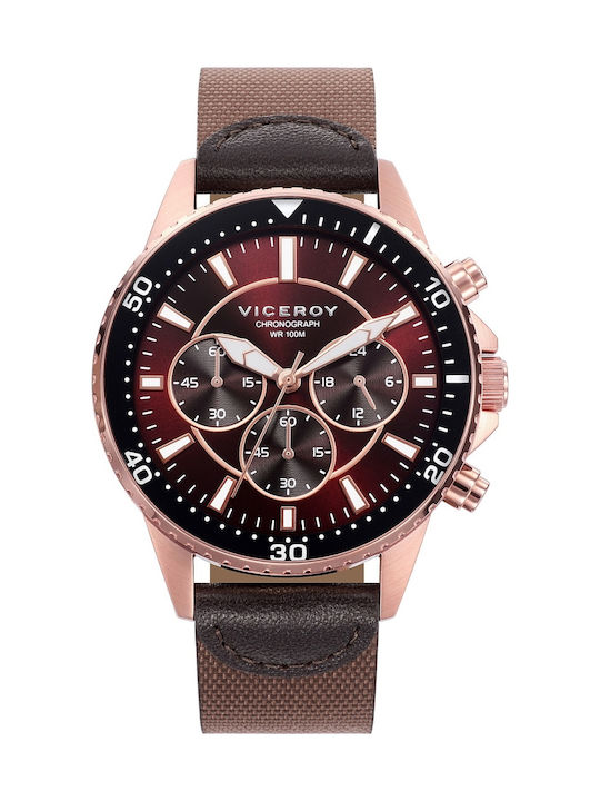 Viceroy Uhr Chronograph Batterie mit Braun Lederarmband