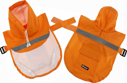 Pet Interest Poncho Raincoat Кучешки палта Водоустойчиво Худи Оранжев с дължина на гръбчето 40 см.