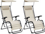 vidaXL Liegestuhl-Sessel Strand Aluminium Beige Wasserdicht Set 2Stück