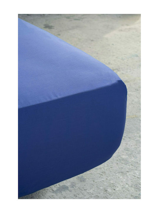 Nima Sheet King Size with Elastic 180x200+32cm. Unicolors 27917 Space Blue