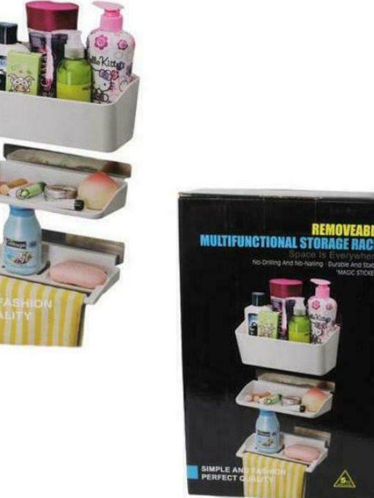 8109 Wall Mounted Bathroom Shelf Plastic with 3 Shelves and Suction Cups