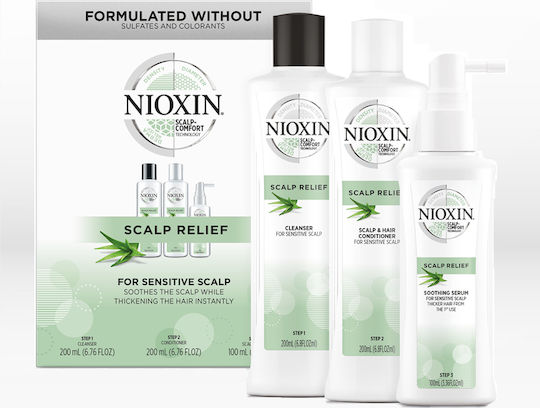 Nioxin Scalp Relief Kit Hair Treatment Set against Hair Loss with Shampoo, Conditioner and Serum 3pcs