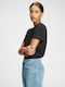 GAP Women's Summer Blouse Cotton Short Sleeve Black