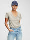 GAP Damen T-shirt mit V-Ausschnitt Gray