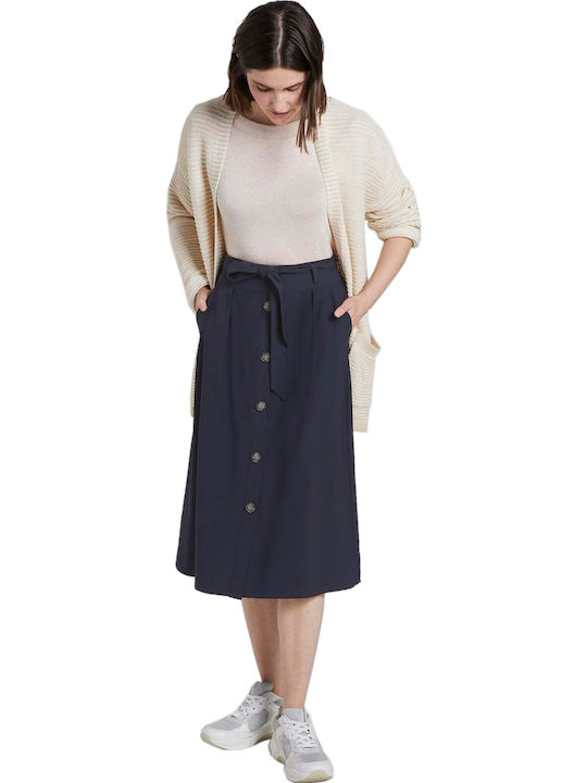 Tom Tailor High Waist Midi Skirt in Blue color