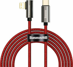 Baseus Legend Series Împletit / Unghi (90°) USB-C la Cablu Lightning 20W Roșu 2m (CACS000309)