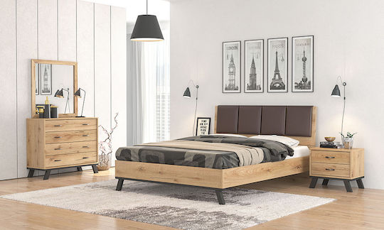 Bedroom Furniture Set No 69 Καφέ / Μελί 160x200cm 5pcs