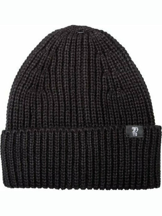 Beanie Ανδρικός Σκούφος με Rib Πλέξη σε Μαύρο χρώμα