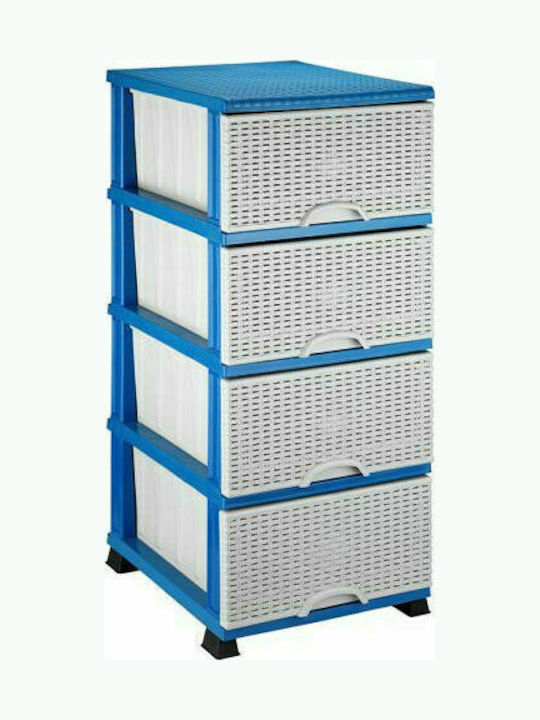 Plastic Drawer Unit 4 Tiers White 37.5x45.5x90cm