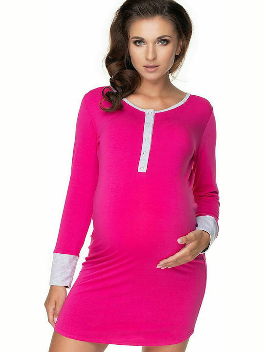 PeeKaBoo 0160 Long Nightgown for Breastfeeding Fuchsia