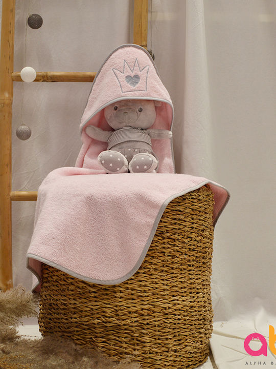 abo Hooded Baby Bath Towel Little Princess Pink
