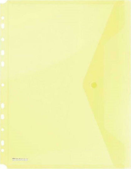 Donau Folder Transparent with Button for Paper A4 Yellow