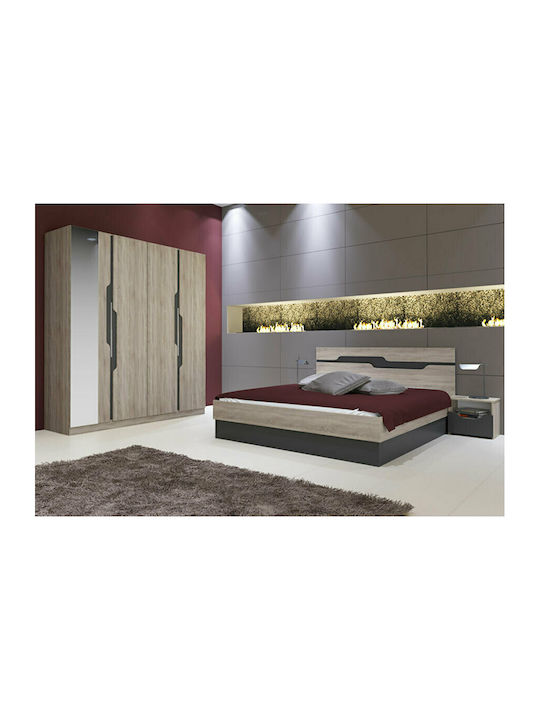 Schlafzimmer Set Αφροδίτη Sonoma / Grey mit Matratze 160x200cm 4Stück