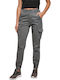 Women's High-waisted Fabric Cargo Trousers with Elastic Lightshadow