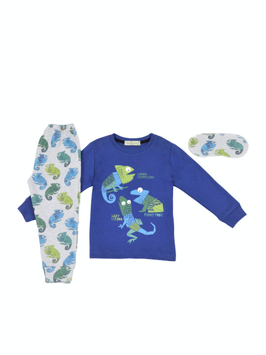 HASHTAG Pyjama mit Geschenk Schlafmaske Funky Frog H-123 Blau