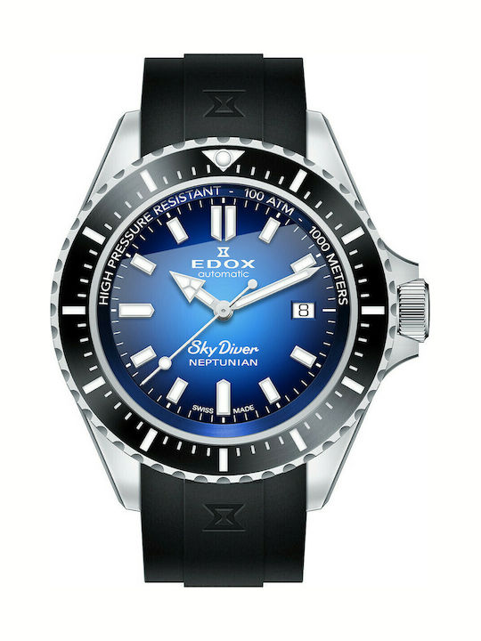 Edox Skydiver Neptunian Ρολόι Αυτόματο με Καουτσούκ Λουράκι