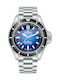 Edox Skydiver Neptunian Ανδρικό Ρολόι 44mm Αυτόματο με Ασημί Μεταλλικό Μπρασελέ