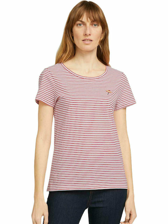 Tom Tailor Damen T-shirt Gestreift Rot