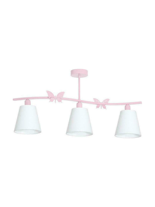 Μικρή Πεταλούδα Multi Bulbs Kids Lighting Pendant Metallic 60W with Drive Size E14 In White Colour