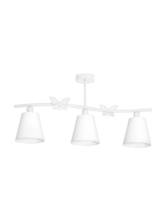 Μικρή Πεταλούδα Multi Bulbs Kids Lighting Pendant Metallic 60W with Drive Size E14 In White Colour