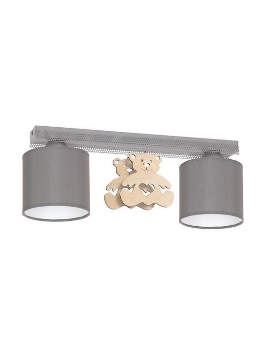 Bear Multi Bulbs Kids Lighting Ceiling Light Metallic 60W with Drive Size E27 In Gray Colour