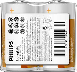 Philips Longlife Μπαταρίες Zinc C 1.5V 2τμχ