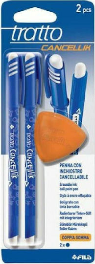 Tratto Cancellik Pens Rollerball 2 Pieces with Orange Eraser
