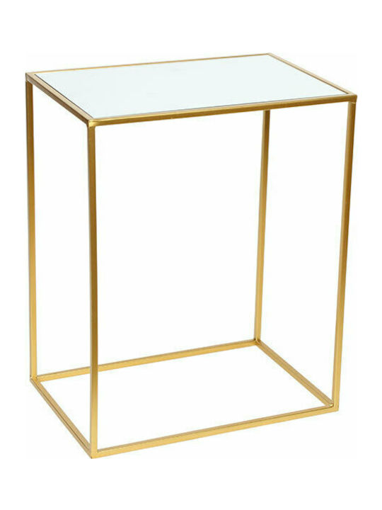 Rectangular Glass Side Table Gold L42xW28xH52cm