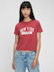 GAP Shrunken Γυναικείο T-shirt Κόκκινο με Στάμπα