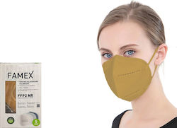 Famex Disposable Protective Mask FFP2 Particle Filtering Half NR Brown 1pcs