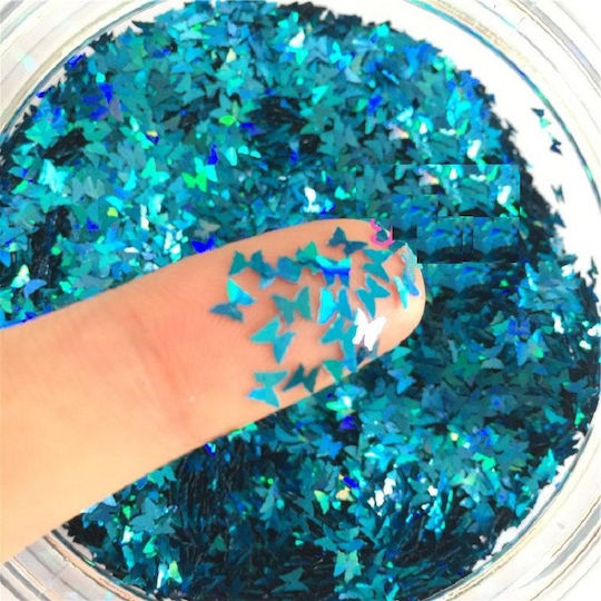 UpLac Butterflies Holo 18 Glitzersteine für Nägel in Grün Farbe